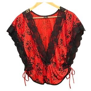 Vintage Stroke of Midnight Lace Trim Top Gothic Romance Whimsigoth Coquette